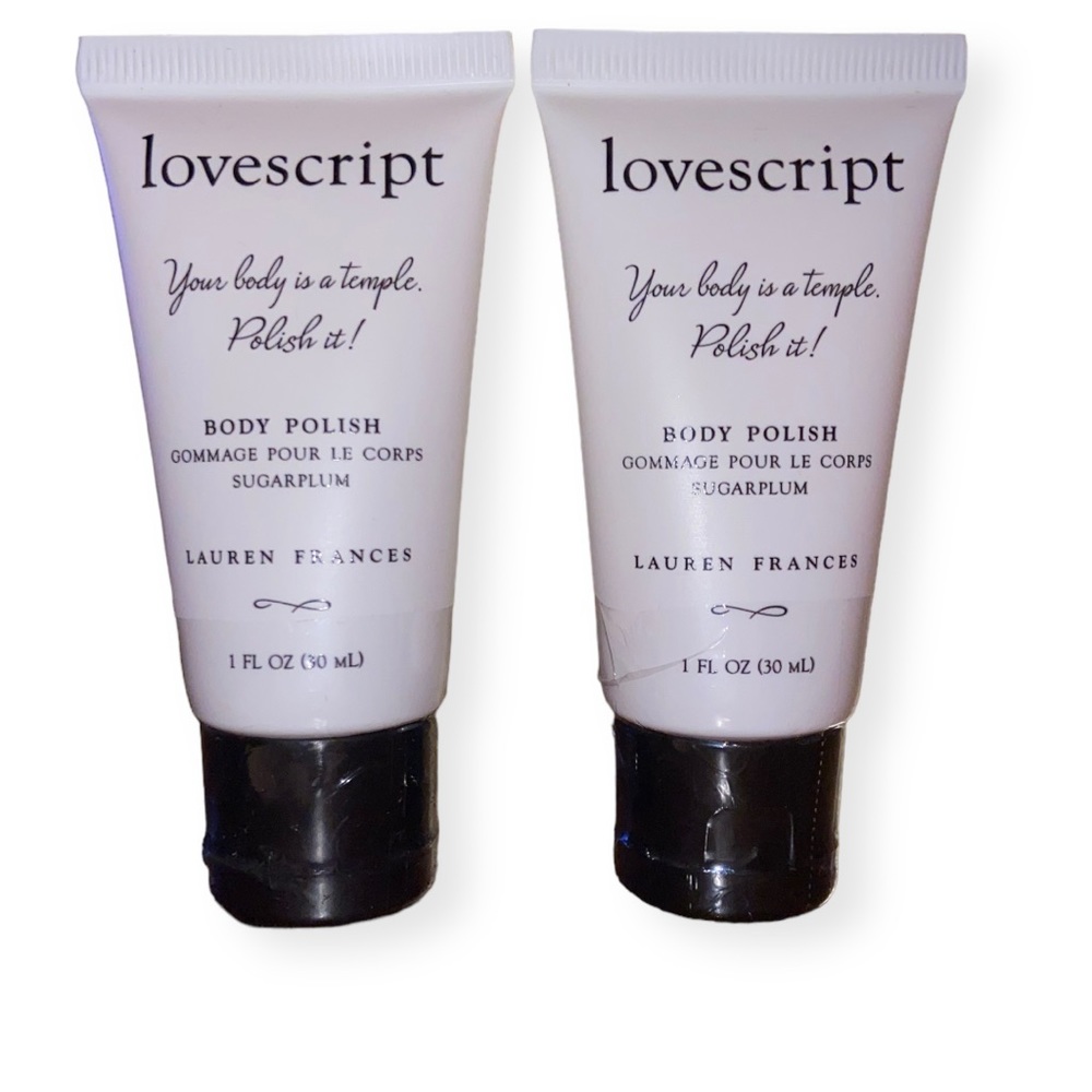 ⚫️ x2 LOVESCRIPT Sugarplum Body Polish Deluxe Mini Size 1 fl oz each New Sealed